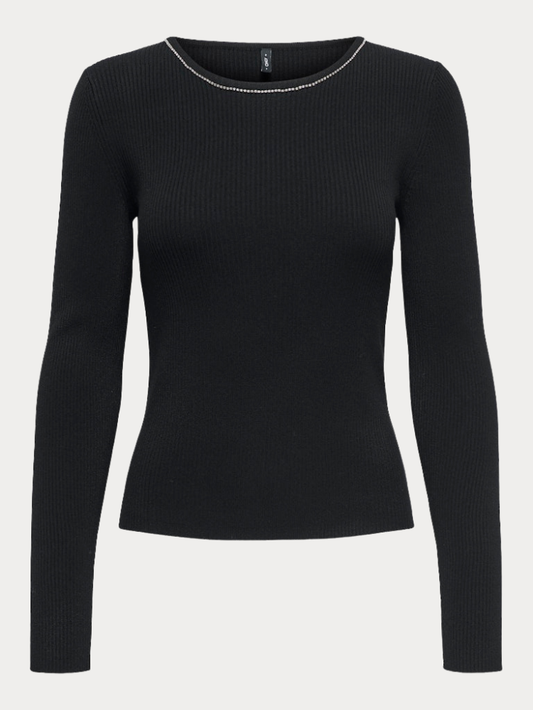 ΜΠΛΟΥΖΑ ONLY EMMA LS BLING O-NECK KNT BLACK