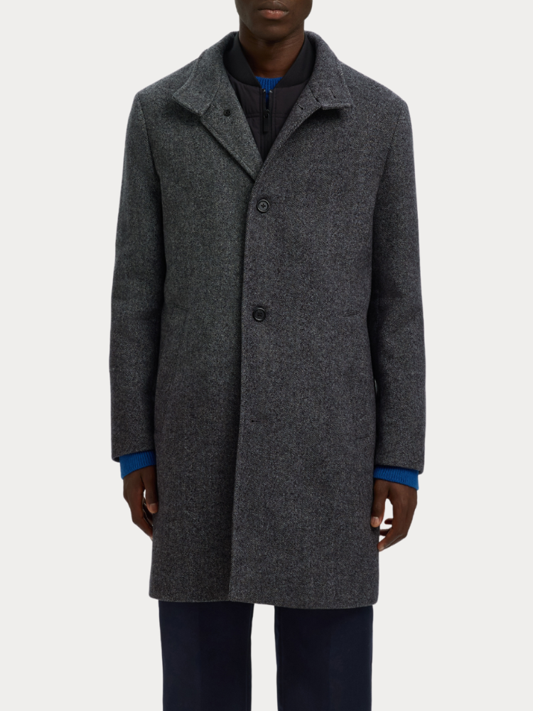 ΠΑΛΤΟ SELECTED SLHRAINAR WOOL BLEND COAT BLACK GREY