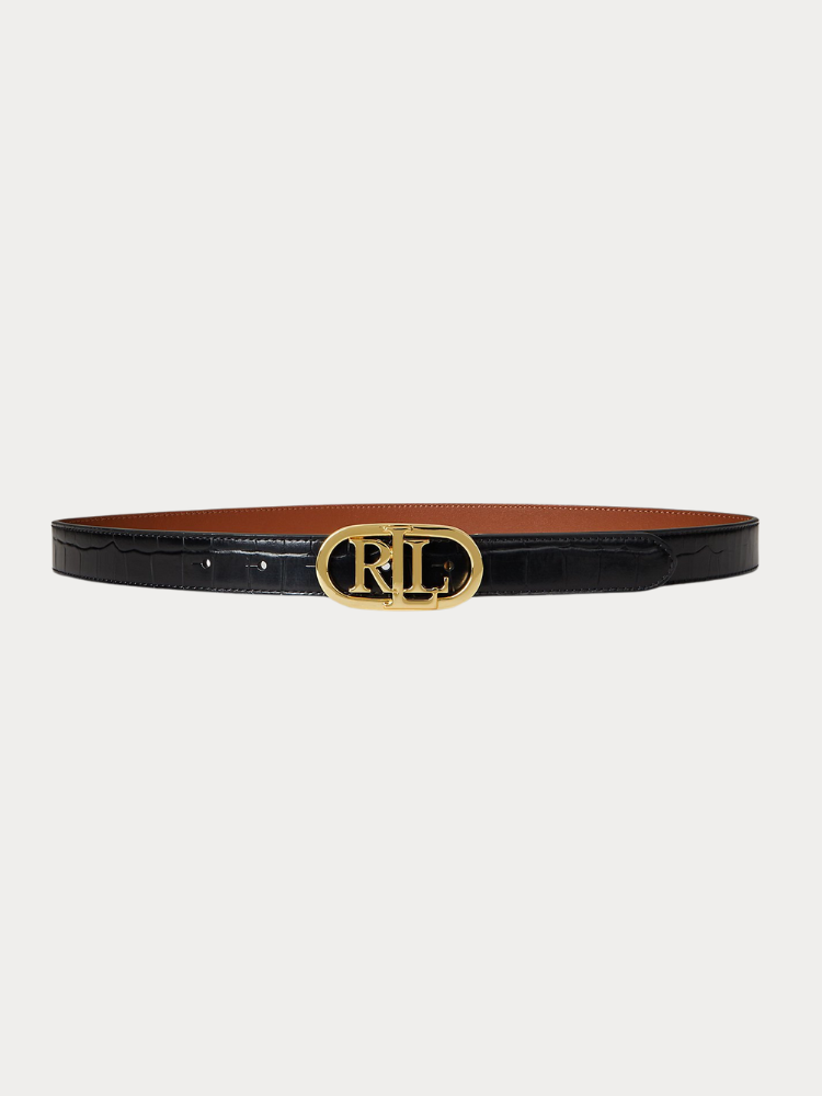 ΖΩΝΗ POLO RALPH LAUREN OVAL REV 25-BELT-SKINNY BLACK