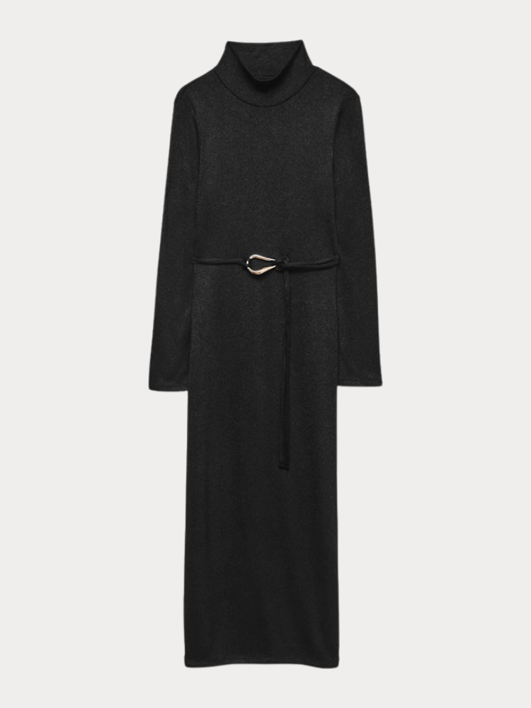 ΦΟΡΕΜΑ VERO MODA LOUISA LS HIGH NECK 7/8 DRESS BLACK