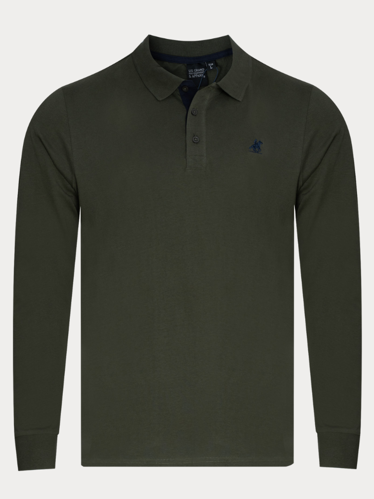 LONG-SLEEVE POLO SHIRT U.S. GRAND POLO EQUIPMENT & APPAREL GREEN