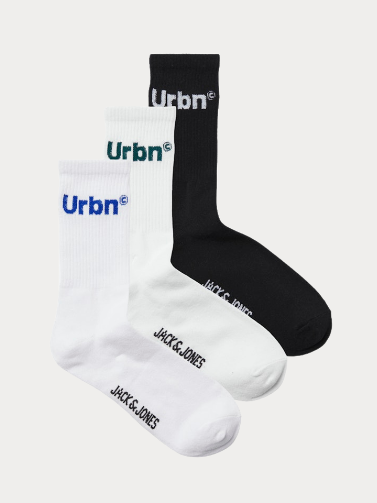 3PACK SOCKS JACK & JONES JACURBN TENNIS BLACK WHITE