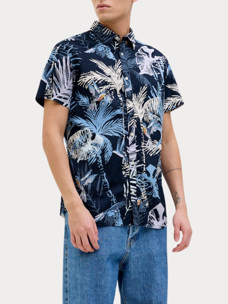 ΠΟΥΚΑΜΙΣΟ JACK & JONES JJHAWAII AOP SHIRT SS LN SKY CAPTAIN
