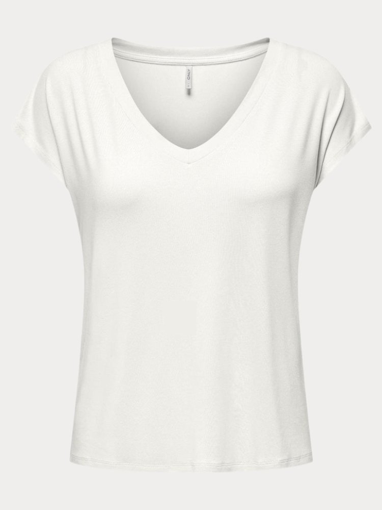 TOP ONLY RILLA S/S V-NECK CLOUD DANCER WHITE