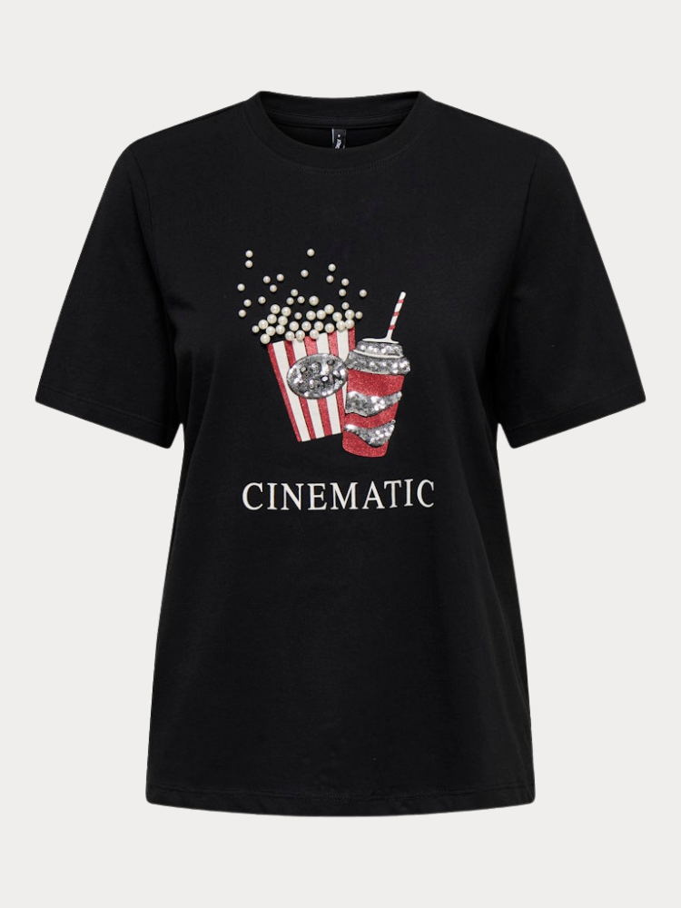 T-SHIRT ONLY BURST LIFE S/S POPCORN TOP BOX BLACK