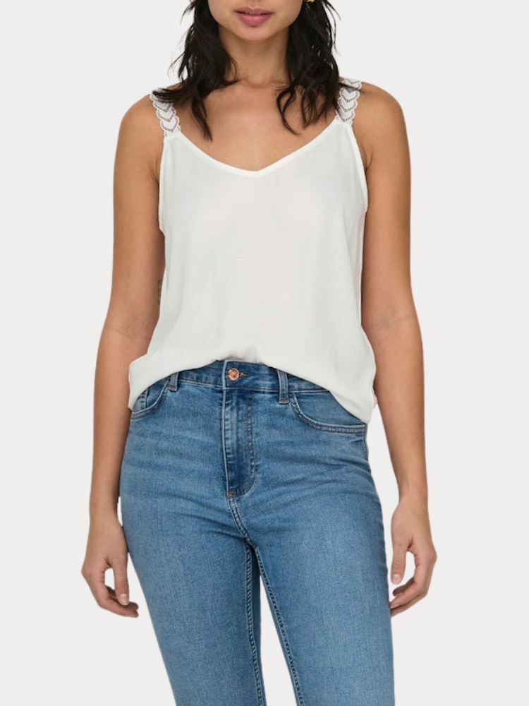 ΤΟΠ ONLY TILDE S/L LACE MIX JRS CLOUD DANCER