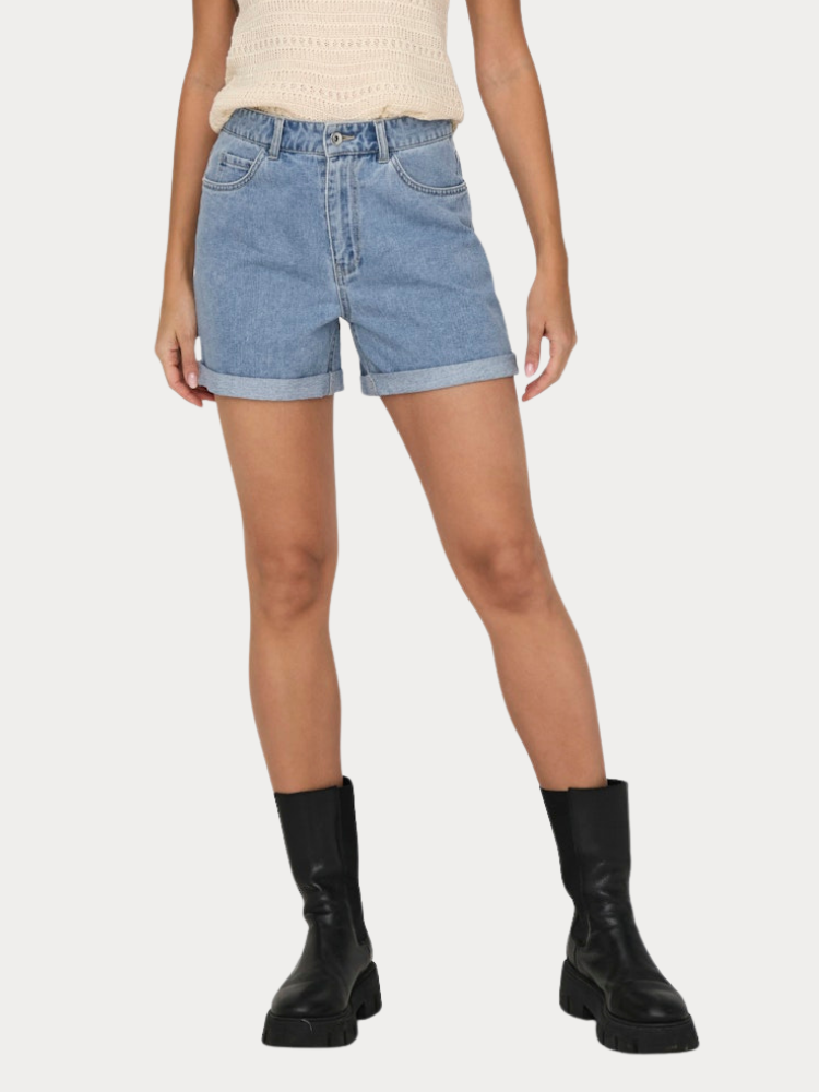 SHORTS ONLY VEGA HW MOM DENIM LIGHT BLUE