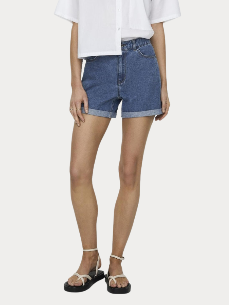 SHORTS ONLY VEGA HW MOM DENIM MEDIUM BLUE