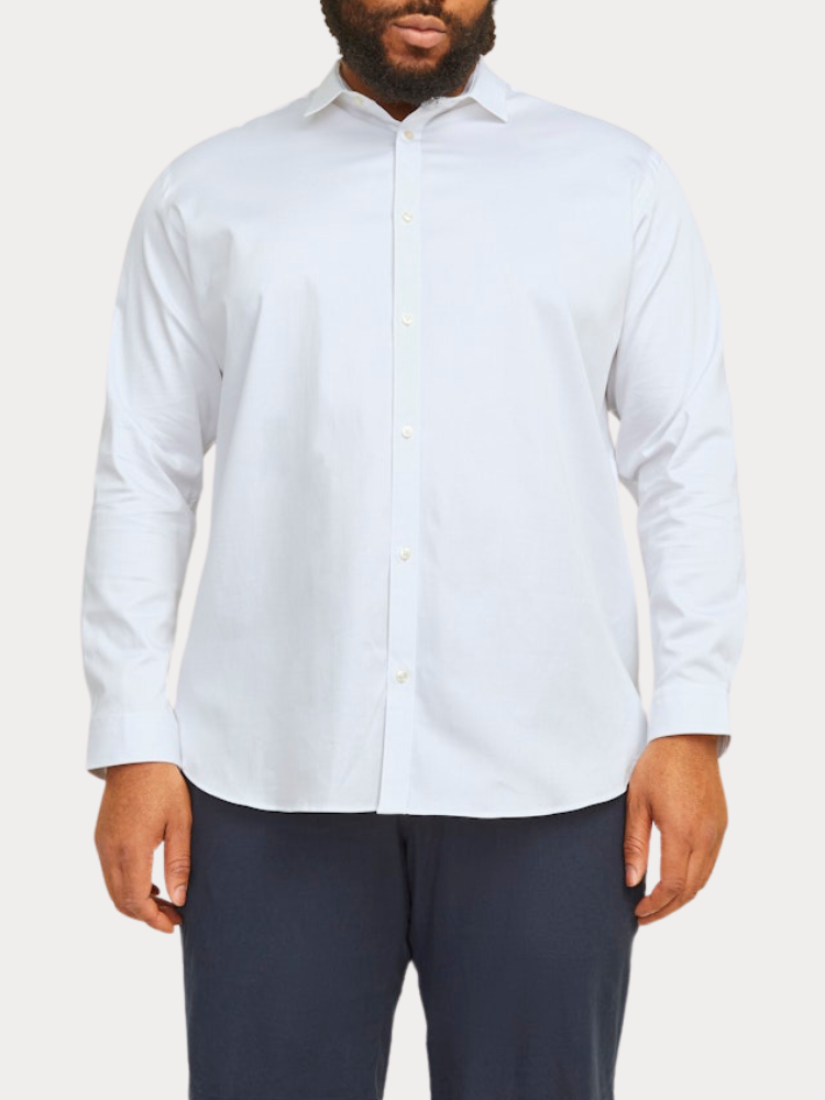 ΠΟΥΚΑΜΙΣΟ JACK & JONES JJPRPARMA SHIRT LS LOOSE FIT PLUS WHITE (ΜΕΓΑΛΑ ΜΕΓΕΘΗ)