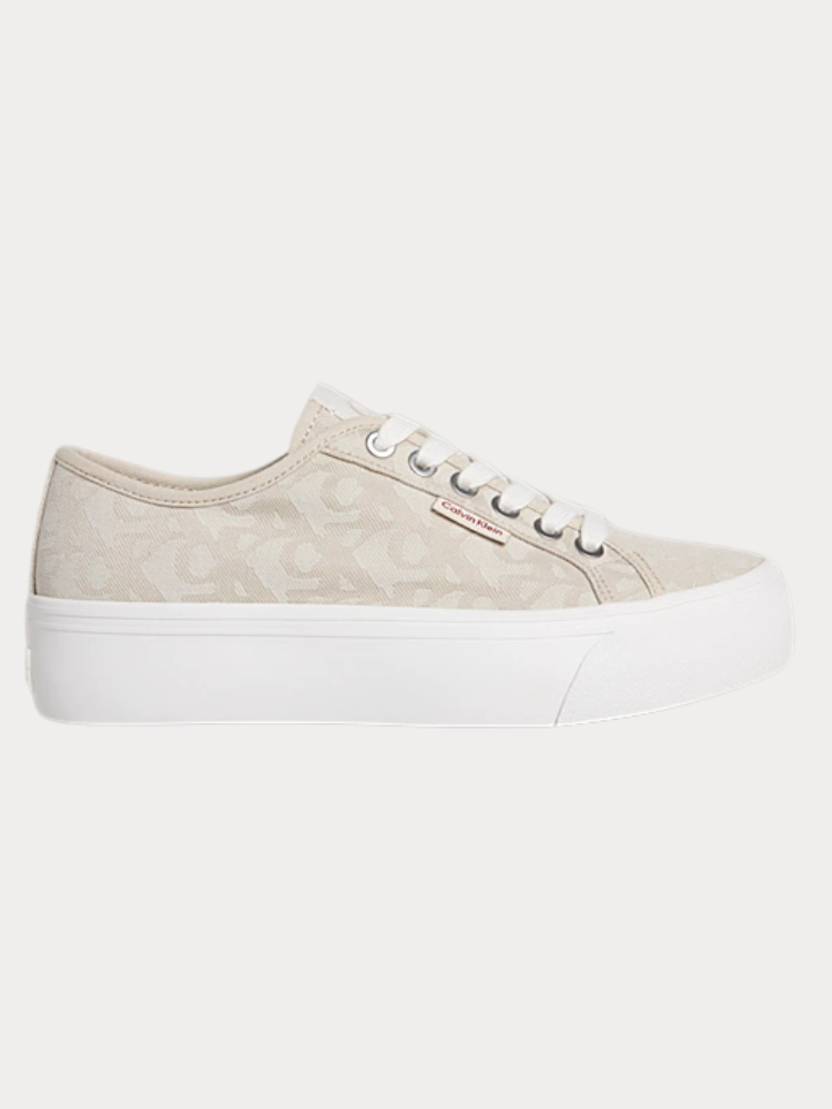 SNEAKER CALVIN KLEIN VULC FLATFORM JACQUARD AOP NATURAL JAQUARD