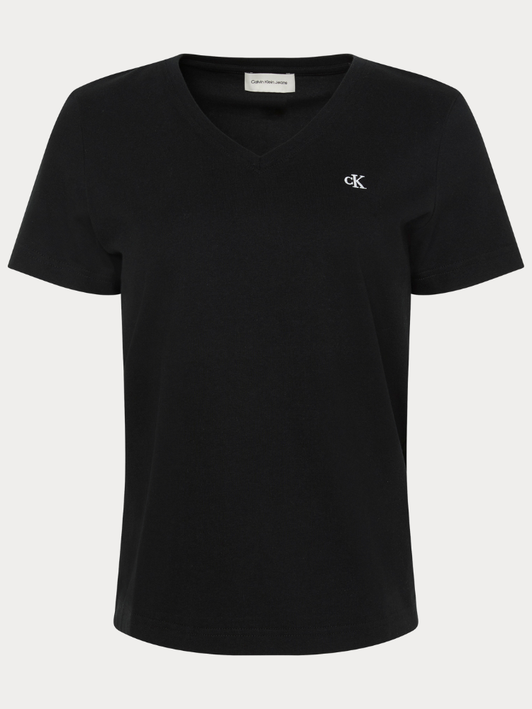 T-SHIRT CALVIN KLEIN EMBRO MONOGRAM V NECK BLACK