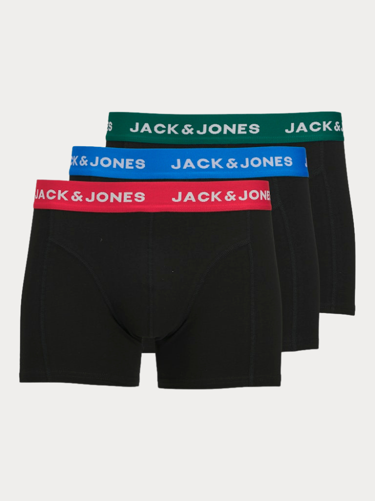 ΕΣΩΡΟΥΧΑ 3ΤΕΜ. JACK & JONES JACJOE TRUNKS BLACK WITH BLUE/GREEN/RED BAND