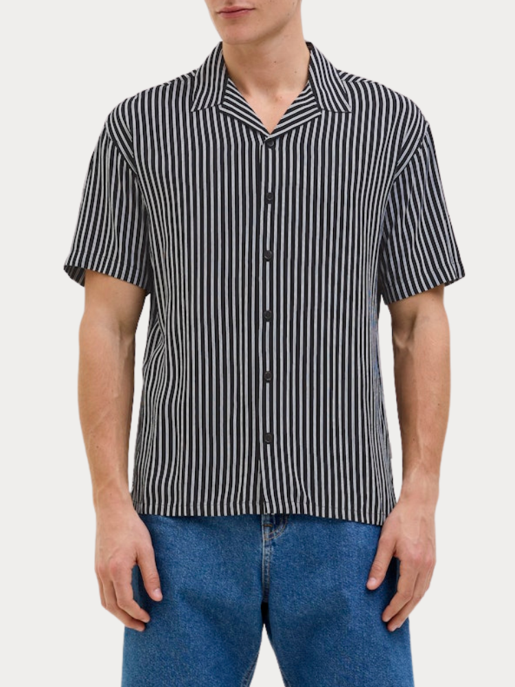 ΠΟΥΚΑΜΙΣΟ JACK & JONES JREBWATER STRIPE RESORT SS BLACK