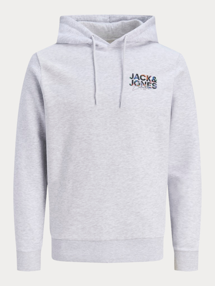ΦΟΥΤΕΡ JACK & JONES JJGEPLAS SWEAT HOOD LN WHITE MELANGE