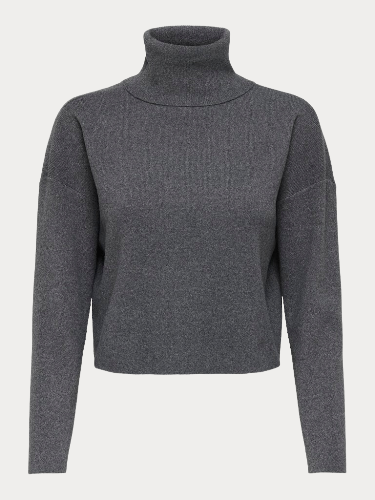 ΜΠΛΟΥΖΑ ONLY LAMA LIFE LS RIB ROLLNECK CC KNT MEDIUM GREY MELANGE