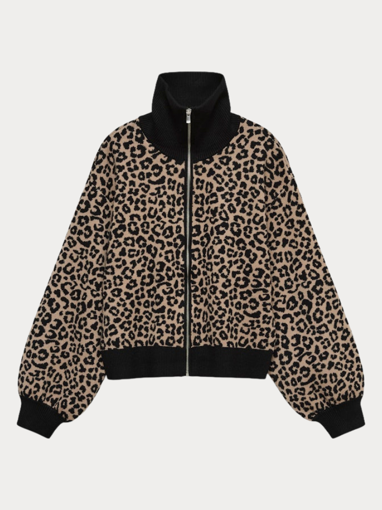 ΖΑΚΕΤΑ VERO MODA ARIA LS HIGHNECK ZIPPER BOMBER BLACK LEO PRINT