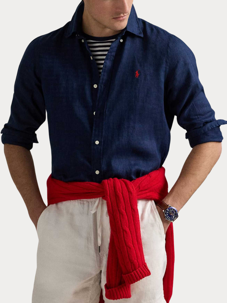 ΠΟΥΚΑΜΙΣΟ POLO RALPH LAUREN -LONG SLEEVE  NEWPORT NAVY