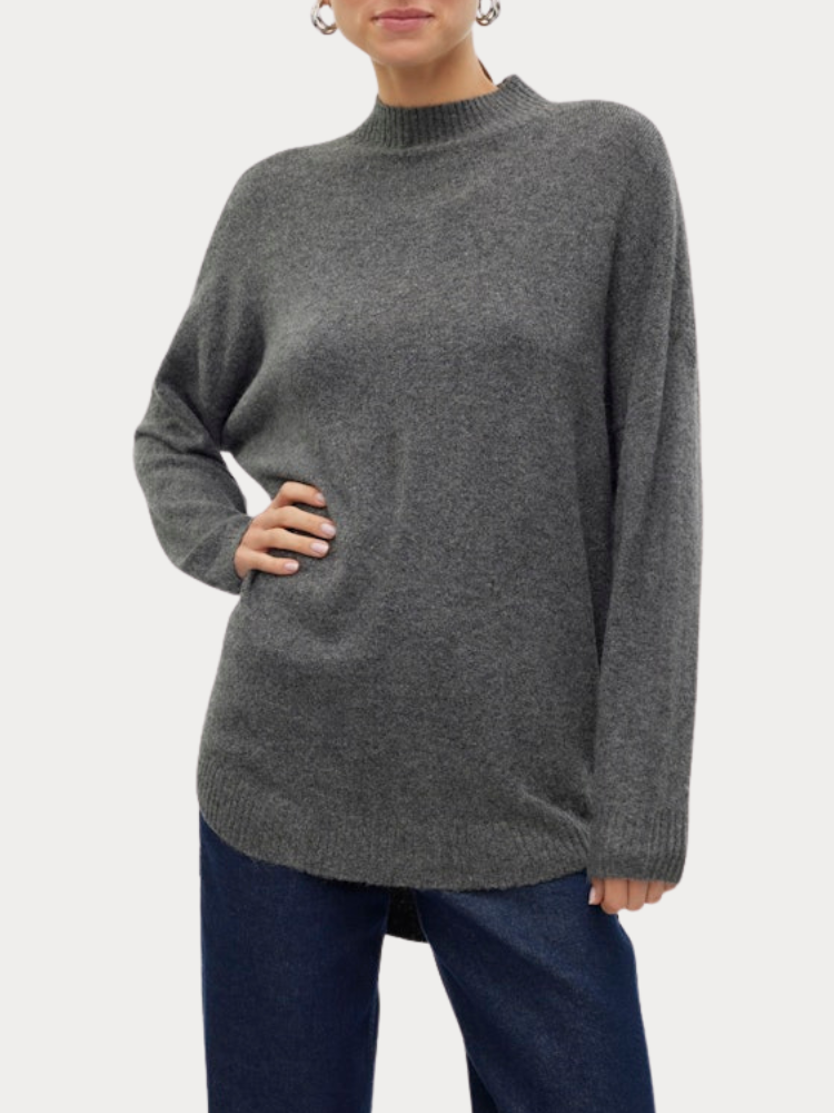 ΠΛΕΚΤΟ VERO MODA PLAZA LS HIGHNCK LONG PULLOVER MEDIUM GREY