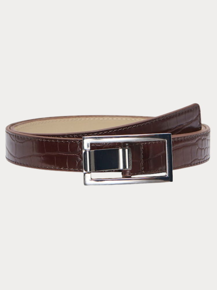 CROCO ΖΩΝΗ ONLY ASTA PU JEANS BELT SEAL BROWN