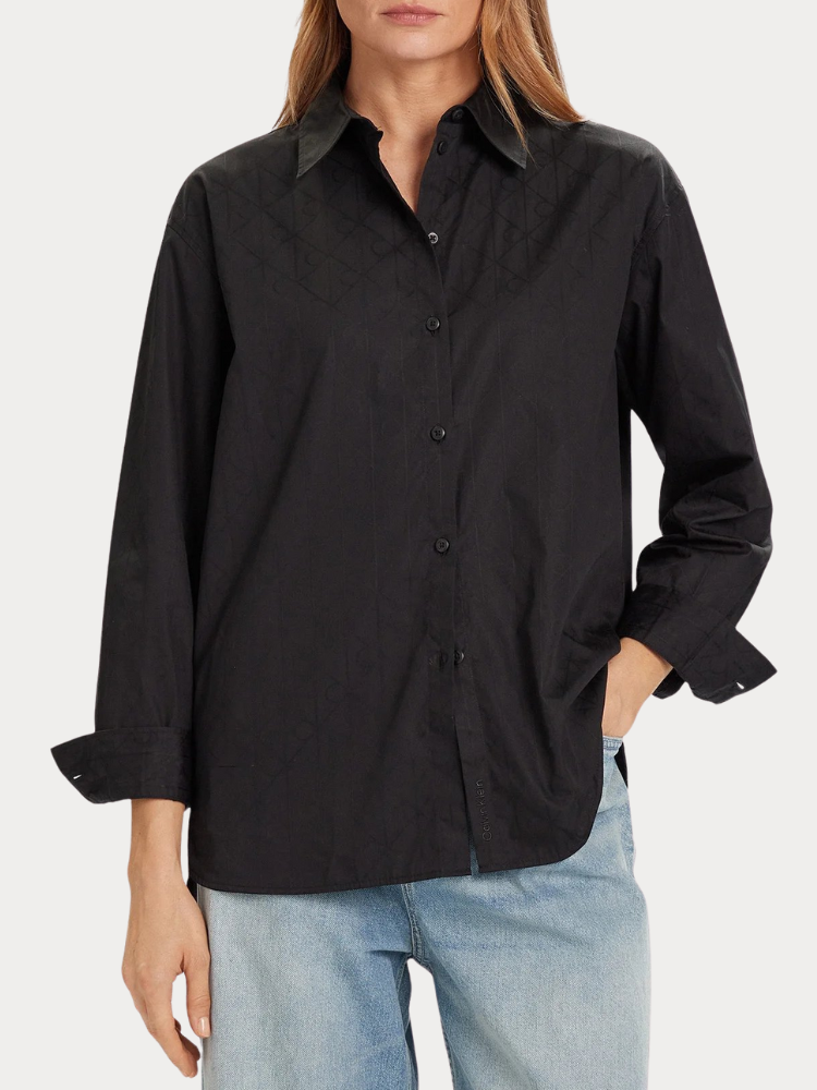 ΠΟΥΚΑΜΙΣΟ CALVIN KLEIN AOP LOGO PERFECT BUTTON DOWN BLACK