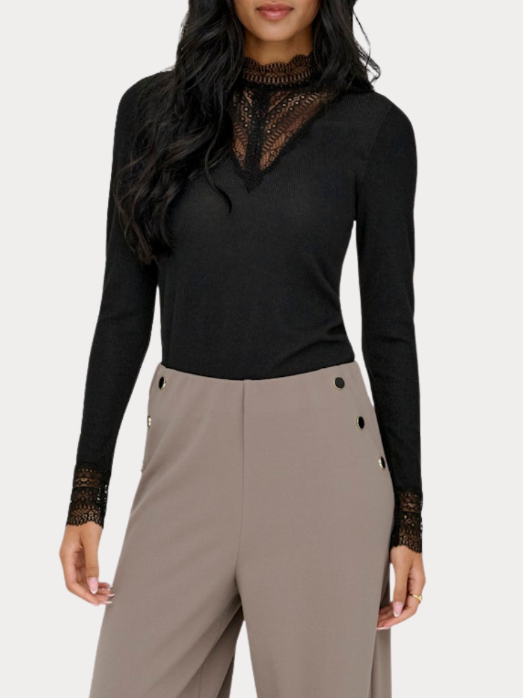 ΜΠΛΟΥΖΑ ONLY TILDE GLITTER L/S HIGHNECK TOP JRS BLACK