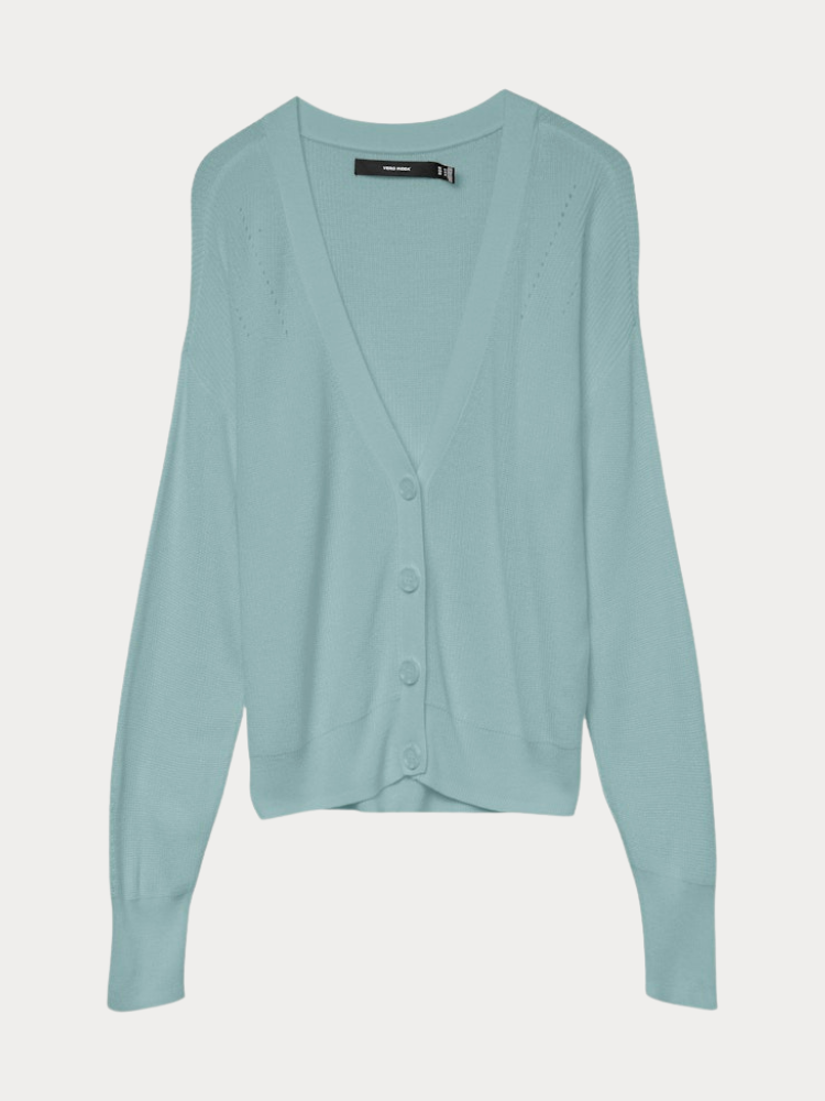 ΖΑΚΕΤΑ VERO MODA VMNEW LEXSUN LS SHORT V-NECK CARDIGAN GRAY MIST