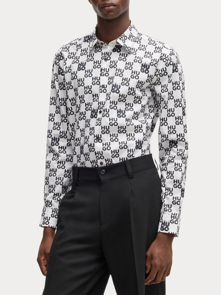 ΠΟΥΚΑΜΙΣΟ HUGO BOSS ERMO OPEN WHITE/PATTERN