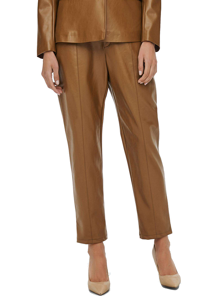FAUX LEATHER ANCLE PANT ONLY JACKY TOFFEE/ BROWN