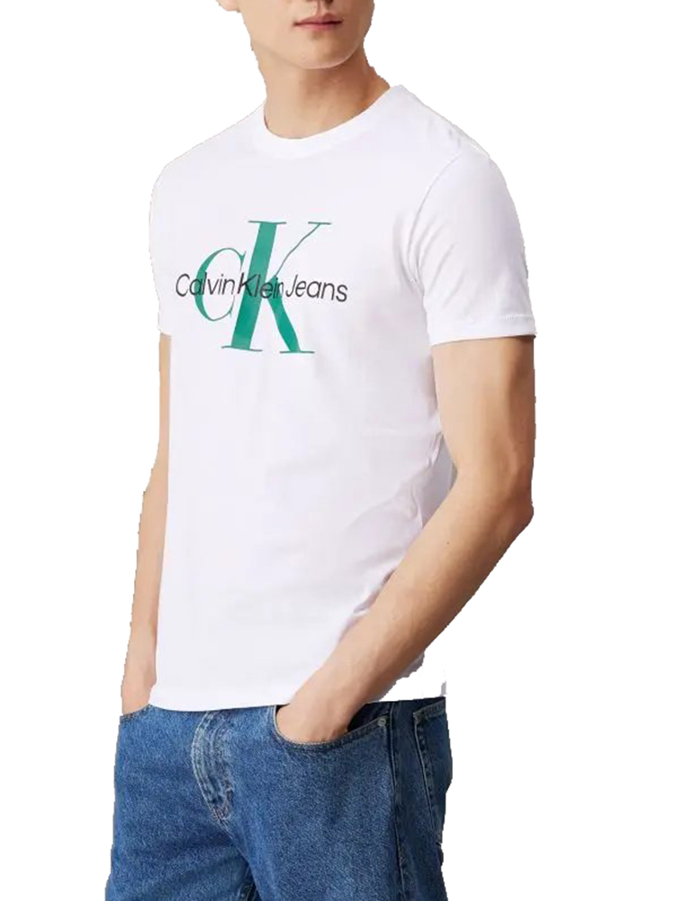 T-SHIRT CALVIN KLEIN SEASONAL MONOLOGO BRIGHT WHITE/GREEN