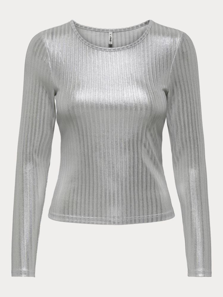 ΜΠΛΟΥΖΑ ONLY SHINE L/S O-NECK TOP JRS SILVER
