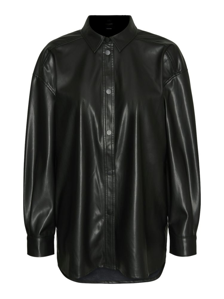 ΠΟΥΚΑΜΙΣΟ VERO MODA VMOLYMPIA L/S OVERSIZED PL SHIRT BLACK