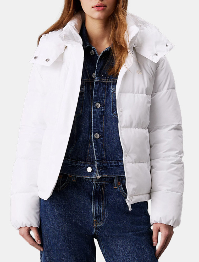 ΜΠΟΥΦΑΝ CALVIN KLEIN MATT MONOLOGO ND SHORT PUFFER WHITE