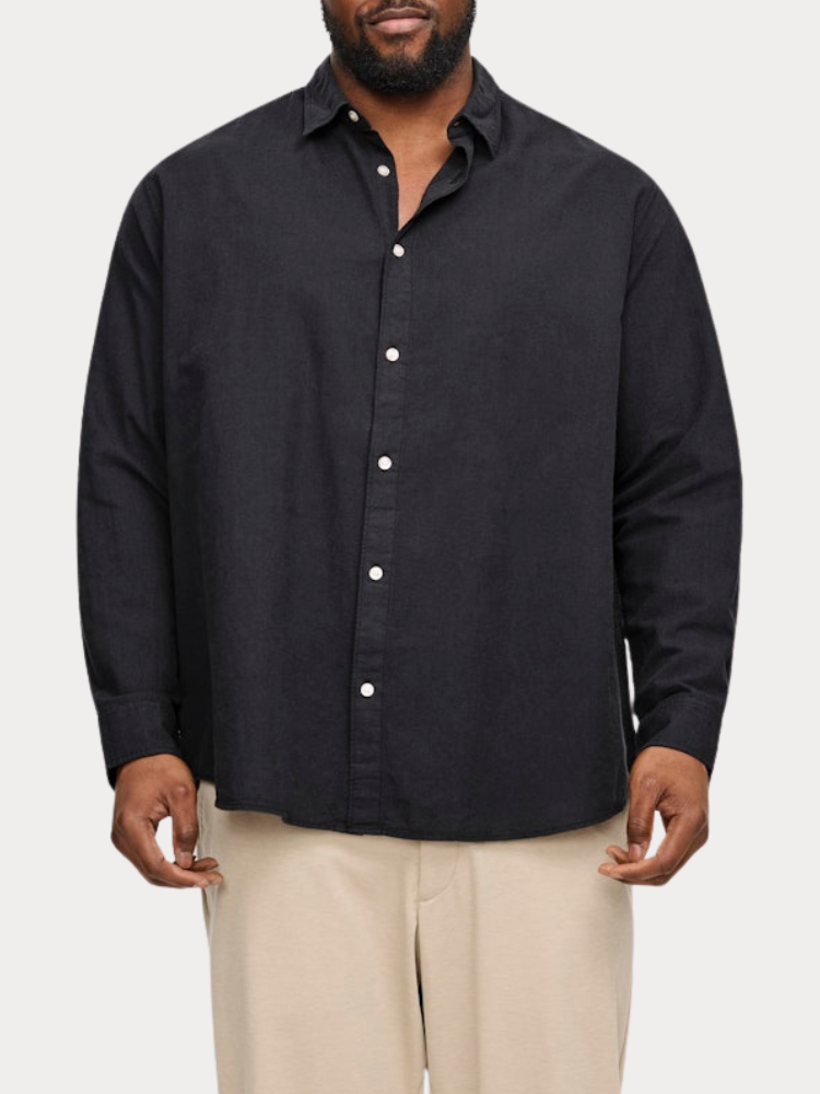 ΠΟΥΚΑΜΙΣΟ JACK & JONES JJEBREEZE LINEN BLEND BLACK (ΜΕΓΑΛΑ ΜΕΓΕΘΗ)