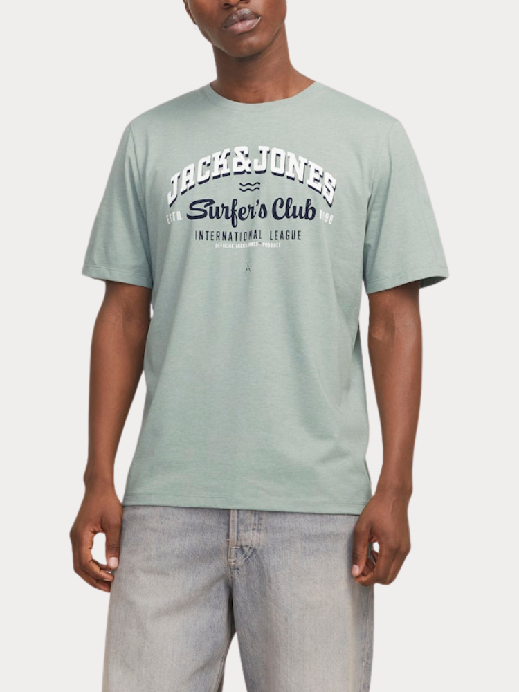 T-SHIRT JACK & JONES JJELOGO TEE SS O-NECK ICEBERG GREEN