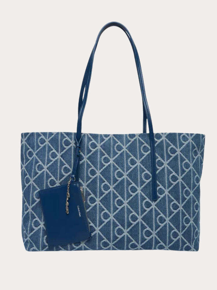 TOTE BAG CALVIN KLEIN EMBLEM AOP DENIM BLUE