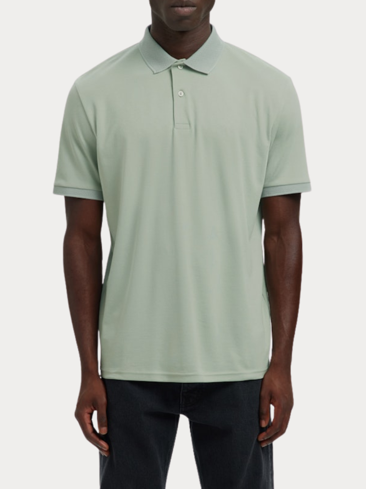 POLO SELECTED SLMFAVE BUTTON SS AQUA GREY