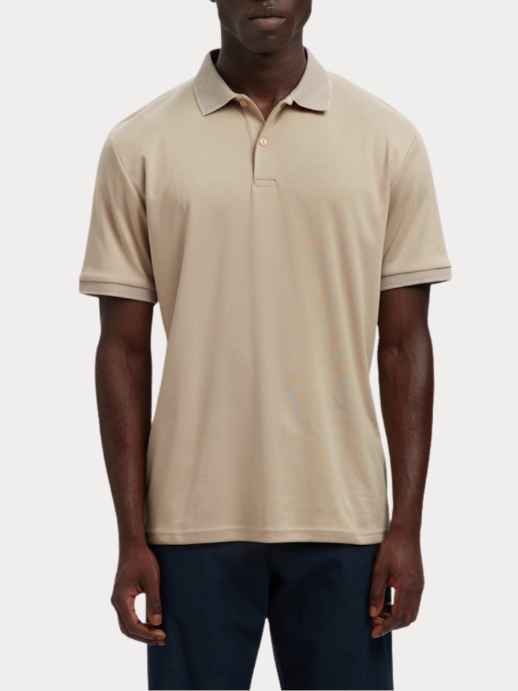 POLO SELECTED SLMFAVE BUTTON SS OATMEAL