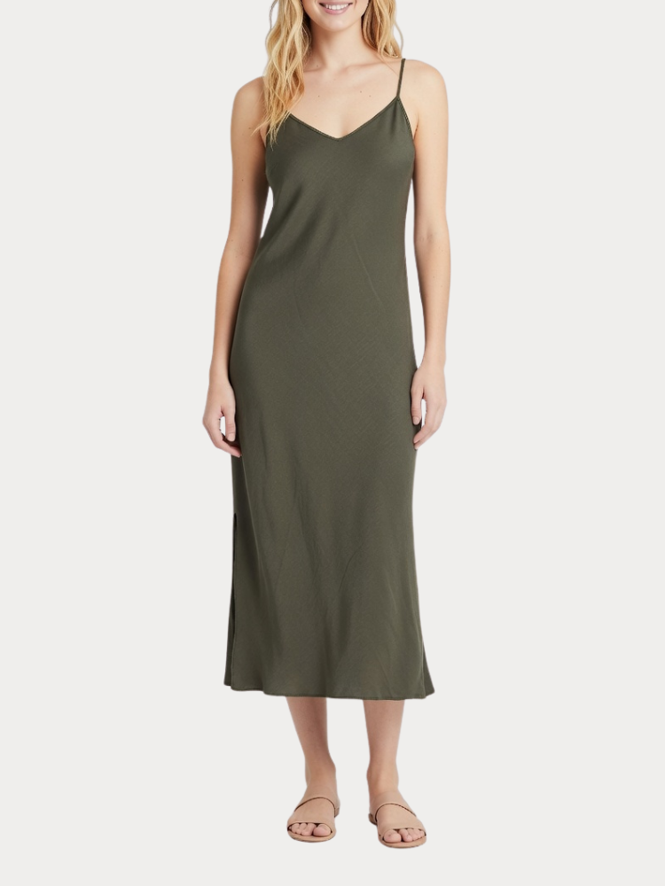 ΦΟΡΕΜΑ ONLY NAYA POLY STRAP SLIP DRESS KHAKI