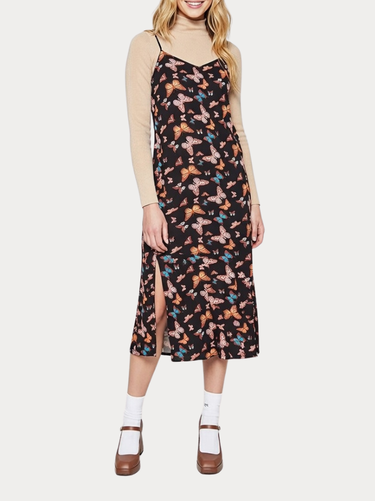 ΦΟΡΕΜΑ ONLY NAYA POLY STRAP SLIP DRESS BLACK