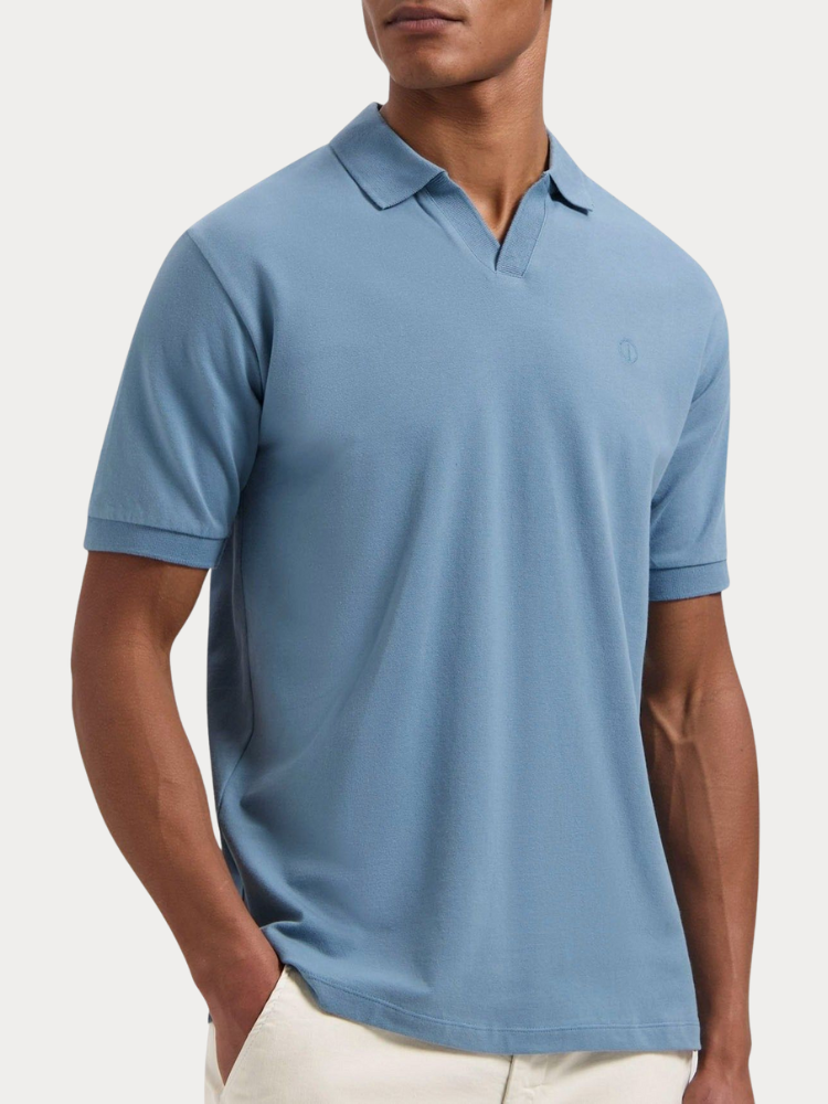 V-NECK POLO DSTREZZED BLUE