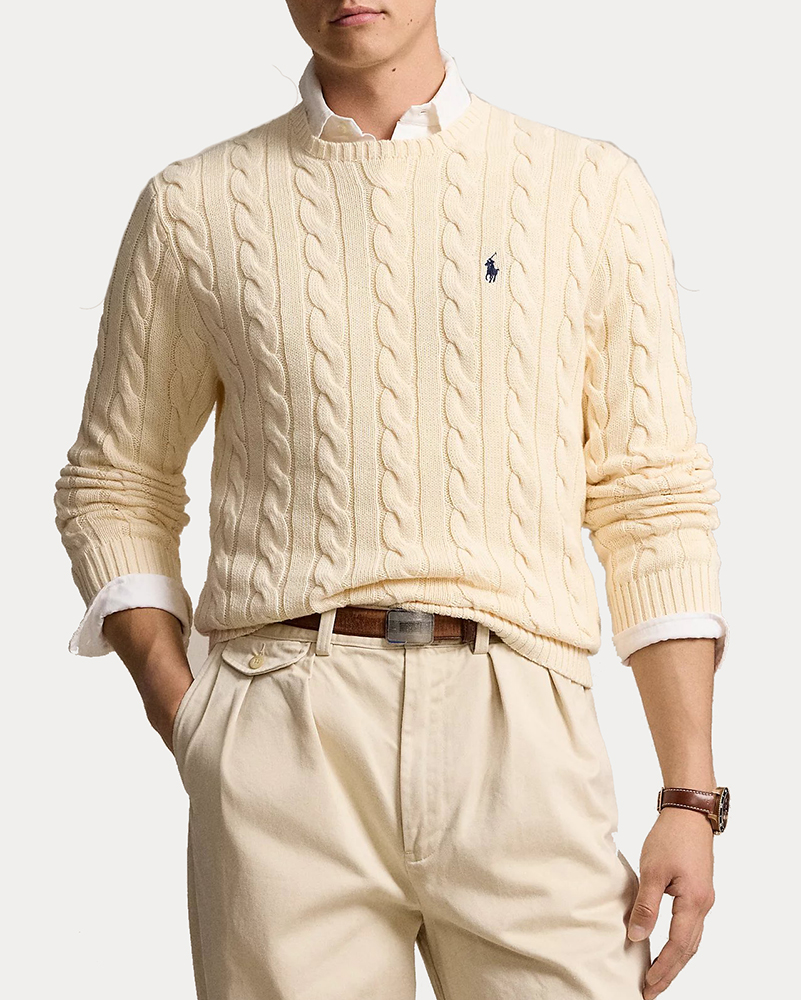 ΑΝΔΡΙΚΟ PULLOVER POLO RALPH LAUREN CABLE KNIT ANDOVER CREAM