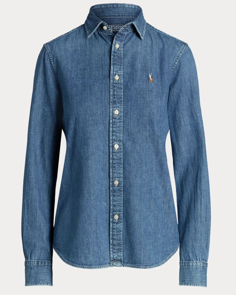 ΓΥΝΑΙΚΕΙΟ ΠΟΥΚΑΜΙΣΟ POLO RALPH LAUREN L/S BSR DENIMMERCED WASH BLUE