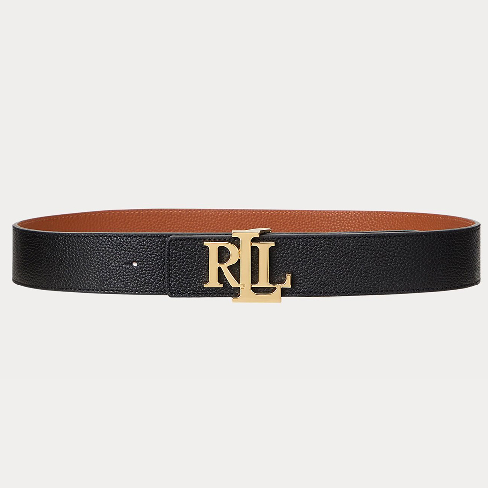 ΓΥΝΑΙΚΕΙΑ ΖΩΝΗ POLO RALPH LAUREN REVERSIBLE PEBBLED LEATHER 40 BELT WIDE CORE BLACK/TAN