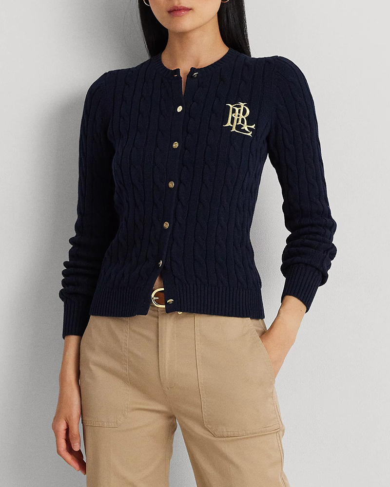 ΓΥΝΑΙΚΕΙΑ ΖΑΚΕΤΑ POLO RALPH LAUREN RALHAN L/S CABLE KNITCOTTON CARDIGAN LAUREN NAVY