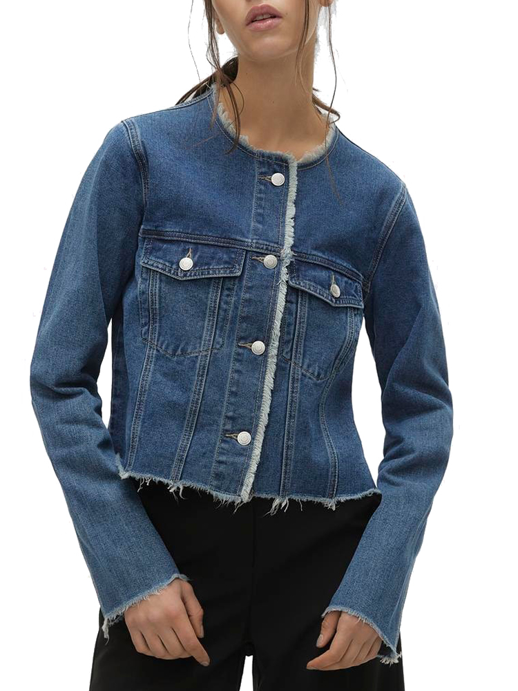 DENIM JACKET VERO MODA VMKIRI LS EDGE DENIM JACKET GU3214 MEDIUM BLUE DENIM