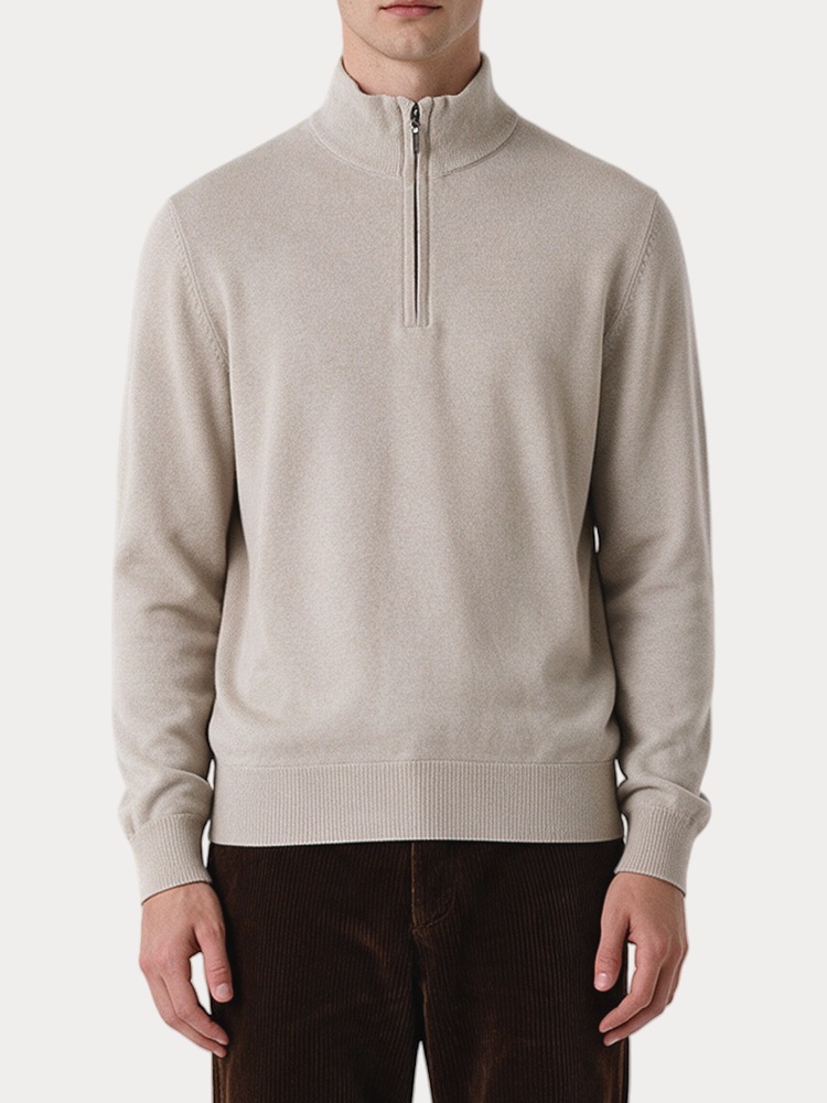 ΠΛΕΚΤΑ FIVE EVER PARIS HALF ZIP BEIGE FIVE EVER PARIS