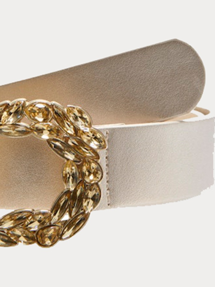 ONLY ΖΟΝΗ ONLY FIFI GLITTER PU JEANS BELT ACC GILDED BEIGE ONLY - 3