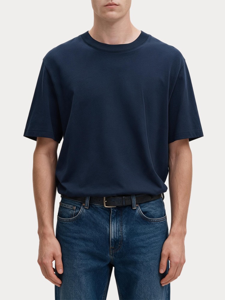 T-SHIRT SELECTED SLMCOLMAN SS O-NECK TEE NOOS NAVY BLAZER SELECTED