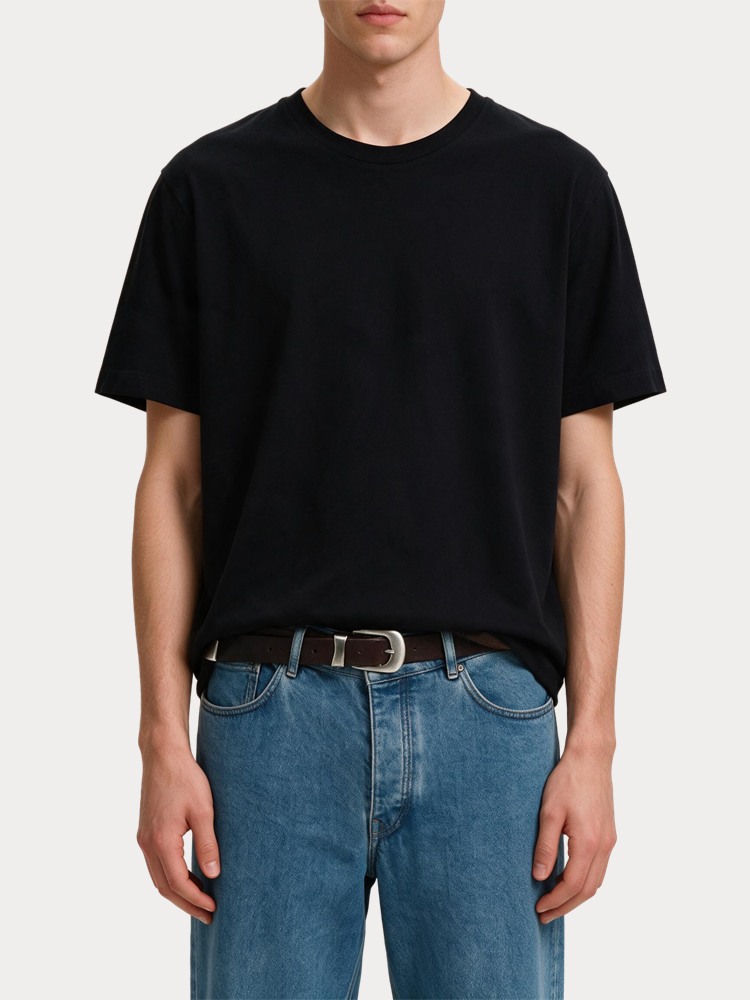 T-SHIRT SELECTED SLMATLAS SS O-NECK TEE NOOS BLACK SELECTED