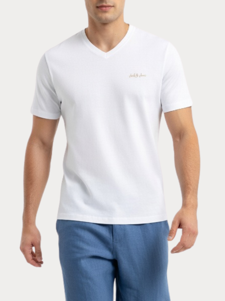 T-SHIRT JACK&JONES 12297455 JJBLAZE TEE SS V NECK ΛΕΥΚΟ JACK&JONES